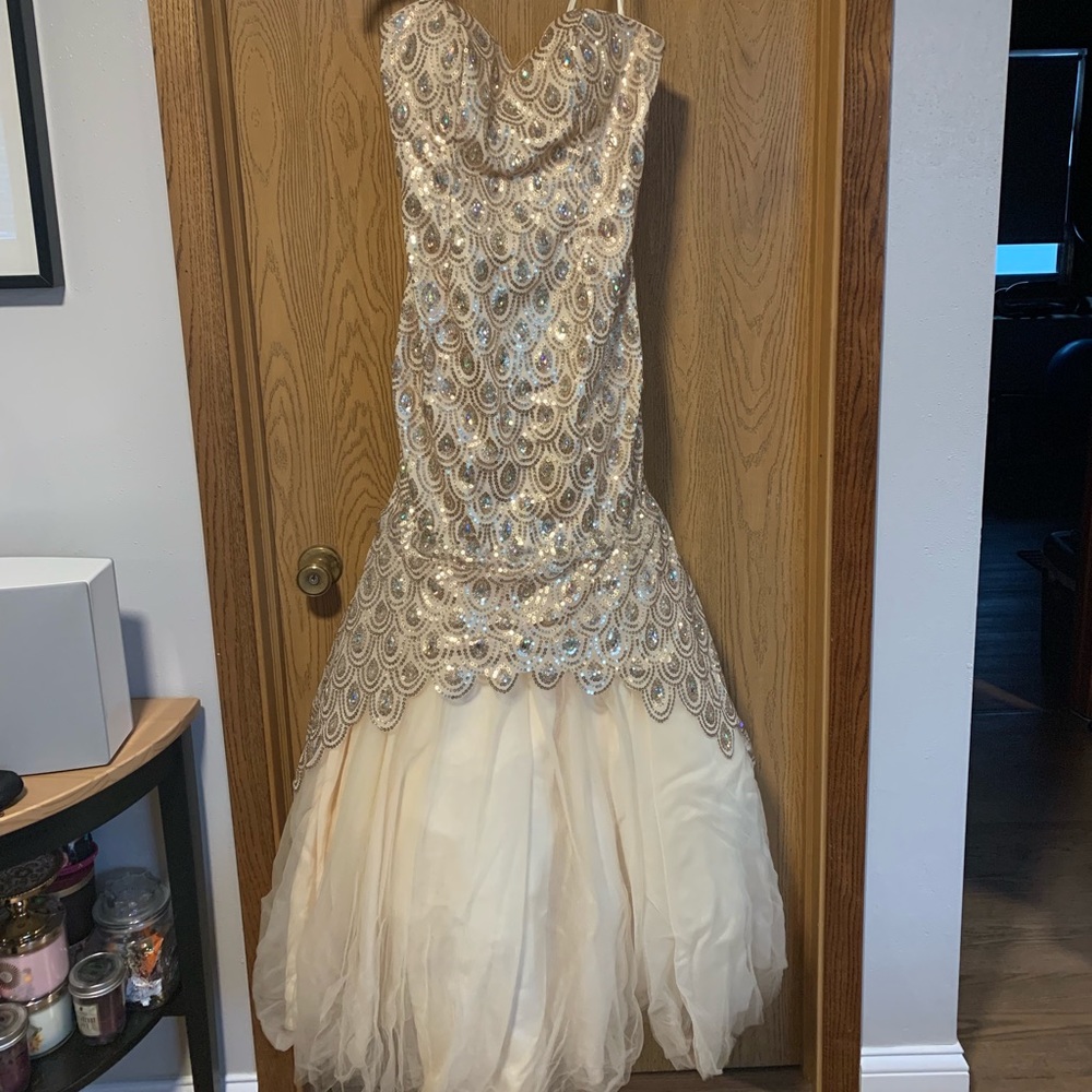 Champagne/gold Mermaid Corset Prom Dress